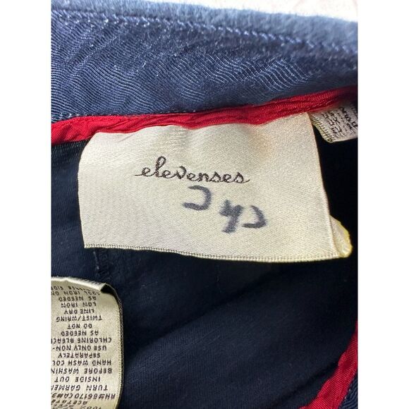 Anthropologie Elevenses Navy High Waisted Floral Shorts Embroidered Flowers-Sz 2 - Picture 7 of 9